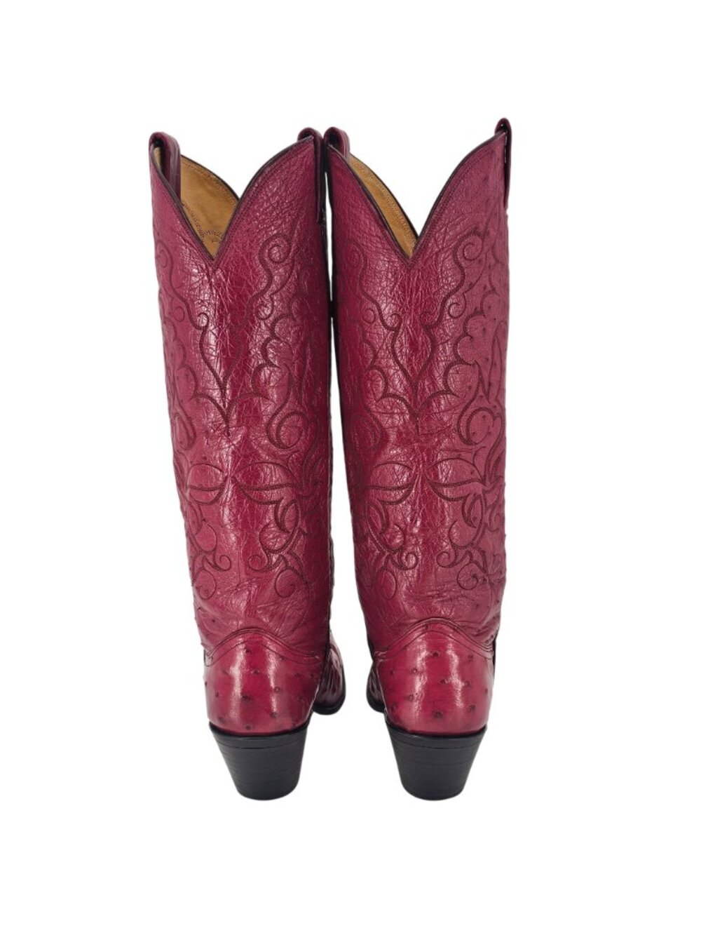 Vintage Nocona Boots Exotic Full Ostrich Burgundy Cowgirl Boot Women 6.5 Western - Picture 8 of 16